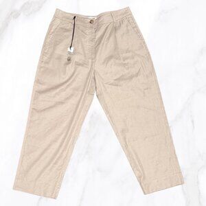 NWT The Reset Women's Khaki Slouchy Linen Trouser Pant, Size M